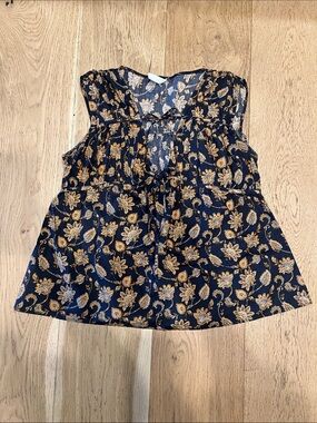 Mango black Sleeveless Floral top with double tie v-cut